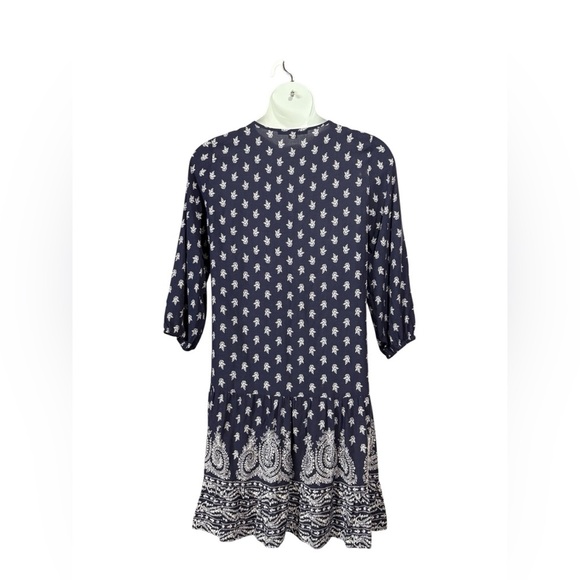 NWOT, LOIS, Navy Blue Viscose Tunic Dress With Pattern, XL - Picture 6 of 9